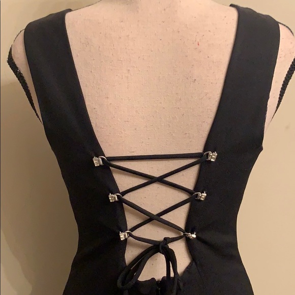 Rampage Dresses & Skirts - Rhinestone Lace Up Back Little Black Dress